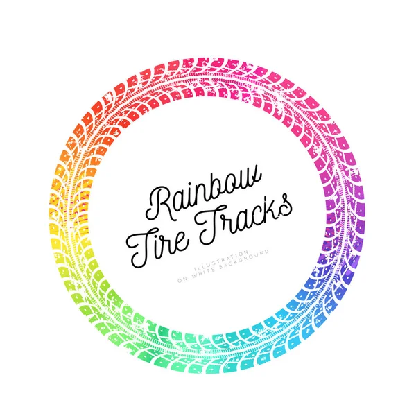 Colorful Tire Tracks Vector Illustration White Background — Stock Vector