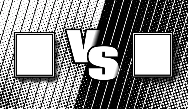 Versus halftone stripverhaal ontwerp. Vs vechten vectorillustratie voor poster, infographics, enz. Blank team tegen zwart team. — Stockvector