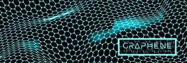 Grafen, altıgenlerin birbirine bağlı olduğu moleküler bir ağ. Kimyasal ağ. Karbon, nanomateryal. Vektör illüstrasyonu