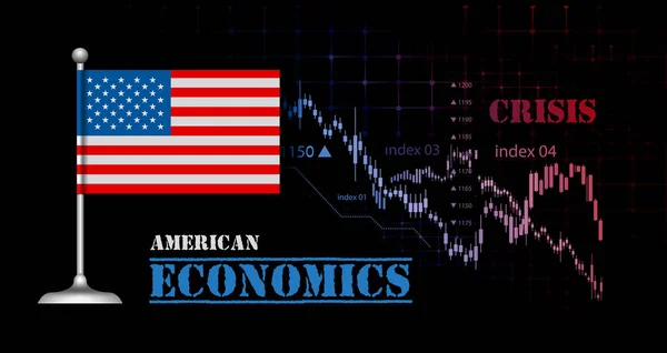 Americká ekonomika vektorové ilustrace s vlajkou USA a podnikání — Stockový vektor