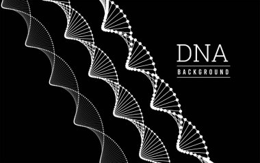 DNA yapısı. Deoksiribonükleik asit. Siyah üzerine vektör illüstrasyonu