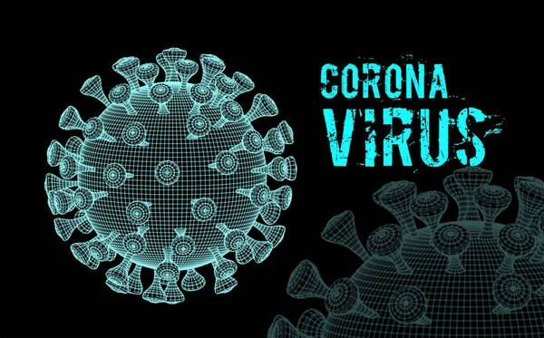 Coronavirus 2019-nCoV virus. Illustration vectorielle 3d sur noir — Image vectorielle