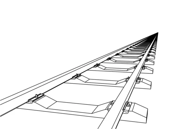 El ferrocarril va hacia adelante. ilustración vectorial 3d en un blanco — Archivo Imágenes Vectoriales