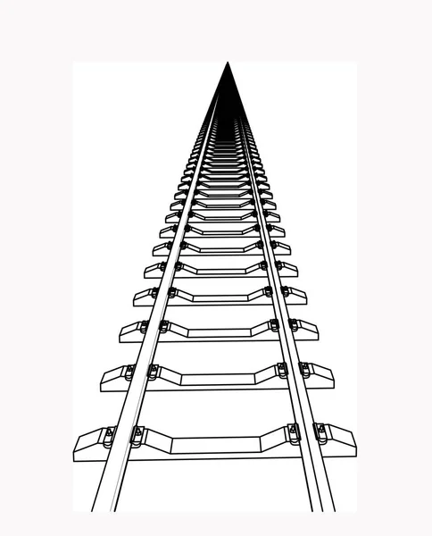 The railway going forward. 3d vector illustration on a white — Stock Vector