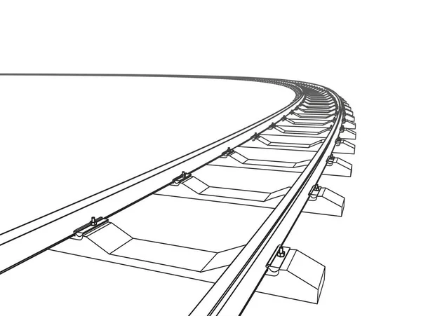 De spoorlijn gaat verder. 3d vector illustratie op een witte — Stockvector