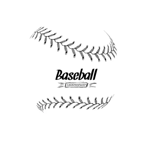 Handgezeichneter Baseballball isoliert auf weißem Hintergrund. — Stockvektor