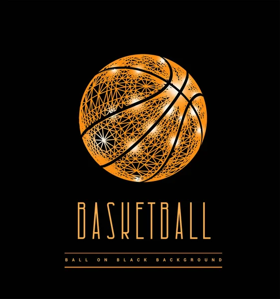 Basket boll från linjer och prickar. Myggnät vektor 3d illustration — Stock vektor