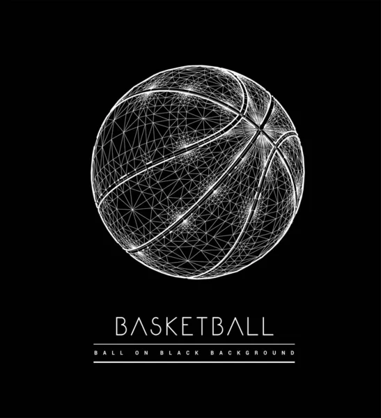 Balle de basket-ball à partir de lignes et de points. Illustration 3D vecteur maillé polygonal — Image vectorielle