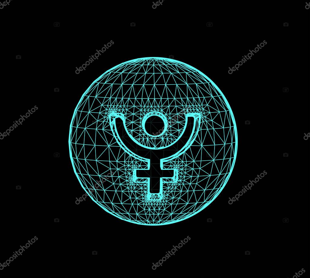 Pluto, the planet responsible in astrology for the transformation, rebirth, the collective energy of the masses. Vector 3d illustration on dark background