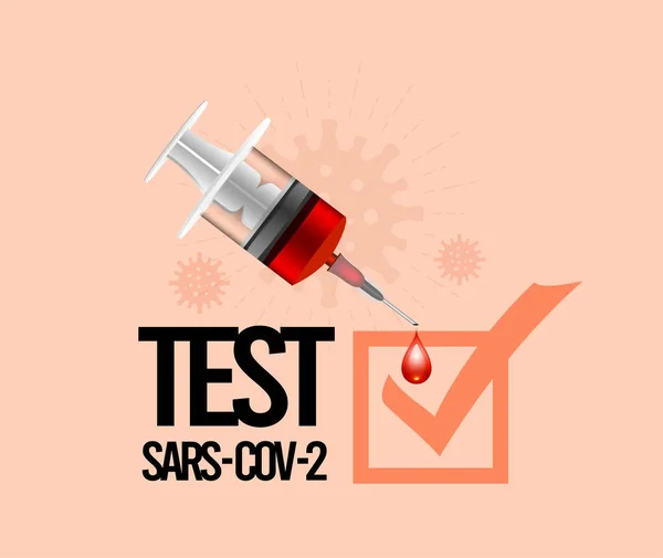 Positivt Test För Coronavirus Med Spruta Och Droppe Blod Vektorillustration — Stock vektor