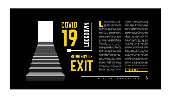 Lockdown Exit Conceptual Vector Illustration Coronavirus Staircase Going Exit Light — Stock Vector