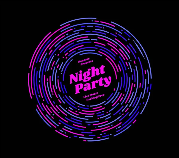 Ilustración Vectorial Fiesta Noche Estilo Diseño Irregular Líneas Redondeadas — Vector de stock