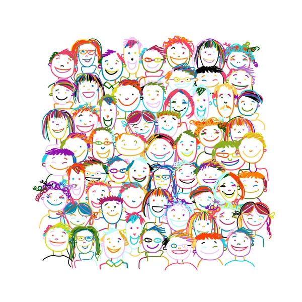 People crowd international, sketch for your design — Stock Vector