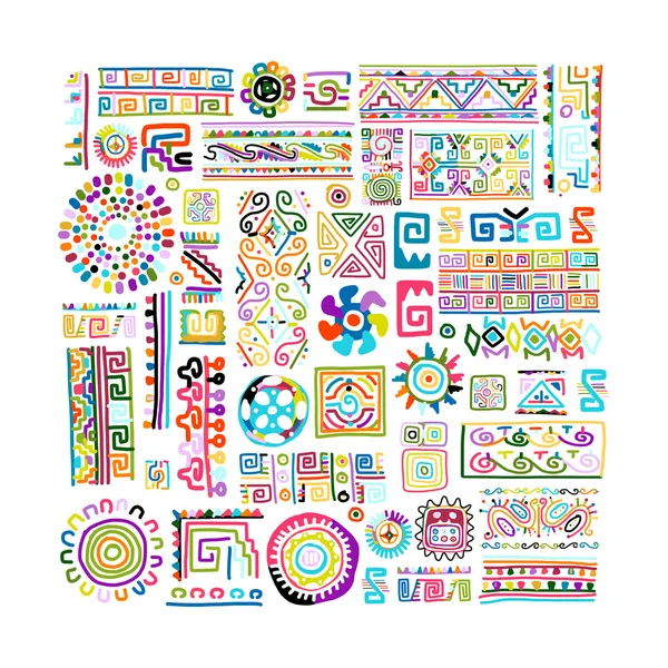Etnische handgemaakte kleurrijke versiering voor uw ontwerp — Stockvector