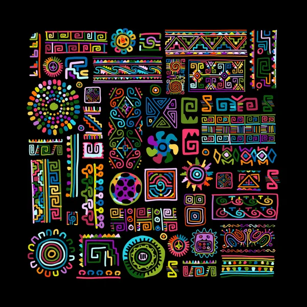 Ornamento colorido hecho a mano étnico para su diseño — Vector de stock