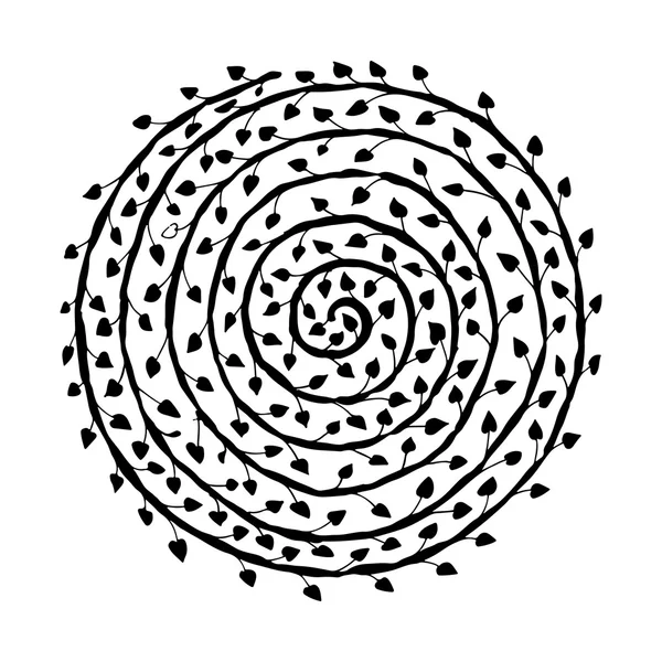 Adorno en espiral floral, boceto dibujado a mano para su diseño — Archivo Imágenes Vectoriales