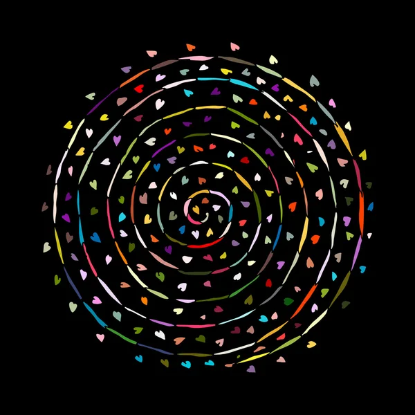 Spirala kwiatowy ornament, ręcznie rysowane szkic do projektowania — Wektor stockowy