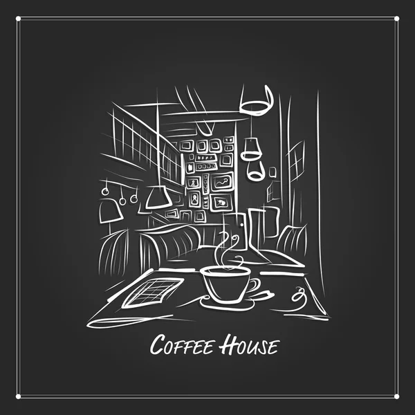 Sabah kahve Café, tasarımınız için kroki — Stok Vektör