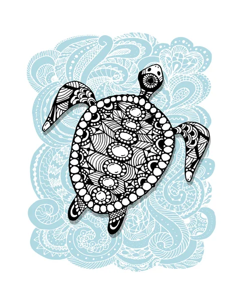 Kura-kura hiasan, zentangle untuk desain Anda - Stok Vektor