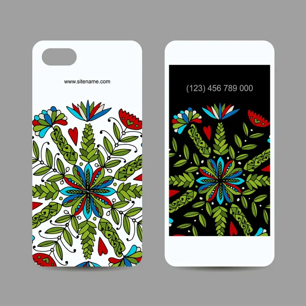 Mobile phone cover design. Floral mandala ornament — Stock Vector