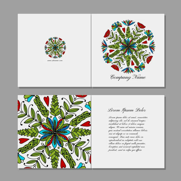 Tarjeta de felicitación, diseño floral mandala — Archivo Imágenes Vectoriales