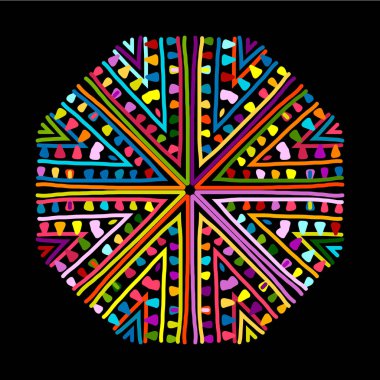 Yuvarlak süs tasarımı, etnik mandala