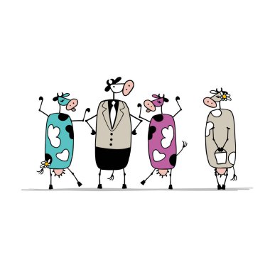 Komik boğa, inek, kroki için tasarım