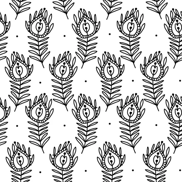 Plumas de pavo real, patrón sin costuras para su diseño — Vector de stock