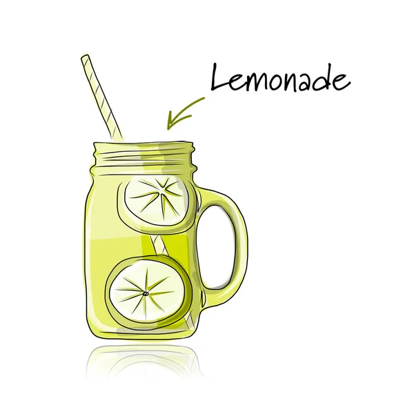 Tasse mit Limonade, Skizze für Ihr Design — Stockvektor
