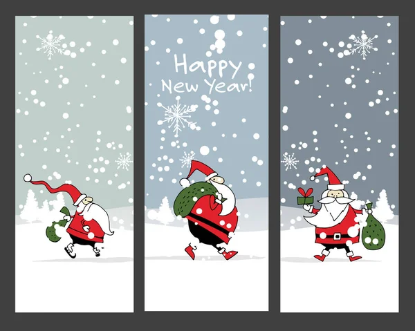 Conception de bannières de Noël avec le Père Noël — Image vectorielle