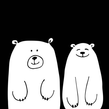 Komik beyaz ayılar, tasarımınız için kroki