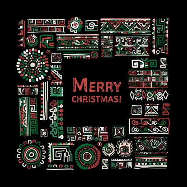 Feliz Natal. Enfeite étnico artesanal para o seu design — Vetor de Stock