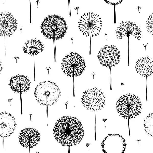 Dandelions, padrão sem costura para o seu projeto — Vetor de Stock