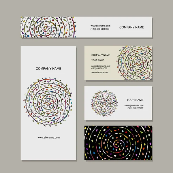 Collection de cartes de visite, motif mandala floral — Image vectorielle