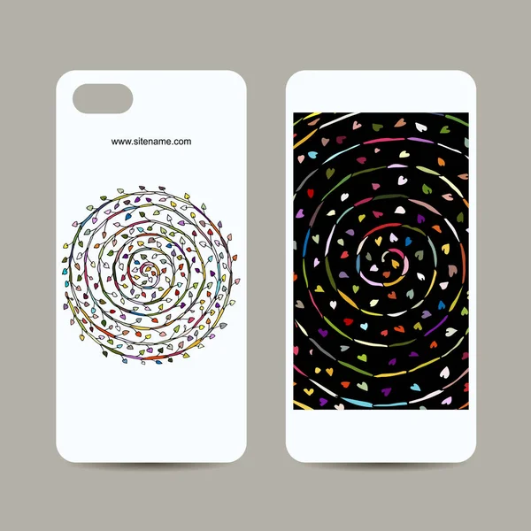 Mobile phone cover design, floral mandala — Stock Vector