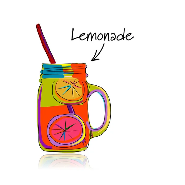 Tasse mit Limonade, Skizze für Ihr Design — Stockvektor