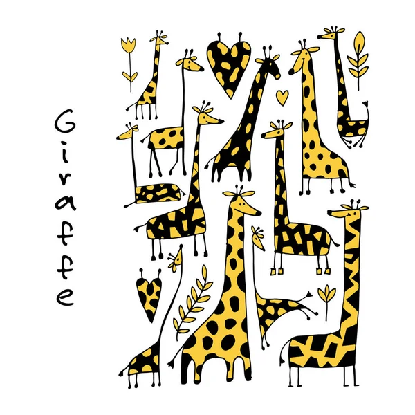 Giraffensammlung, Skizze für Ihr Design — Stockvektor