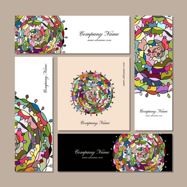 Diseño de tarjetas de visita, mandala floral — Vector de stock