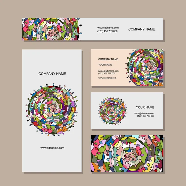 Diseño de tarjetas de visita, mandala floral — Archivo Imágenes Vectoriales
