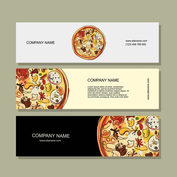 Banner design con schizzo pizza — Vettoriale Stock