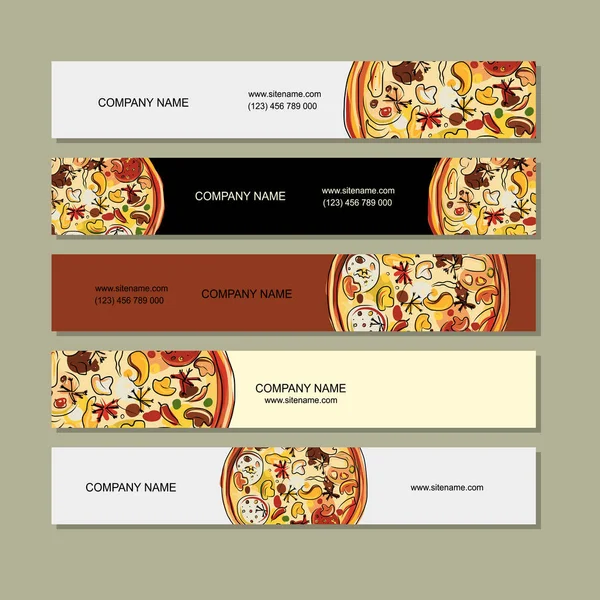 Banners design med pizza skiss — Stock vektor