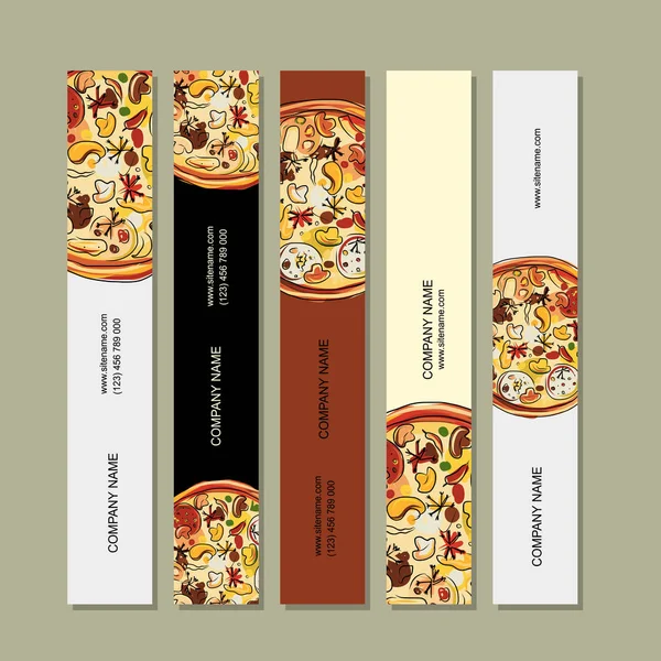Projektowanie banerów z pizza szkicu — Wektor stockowy
