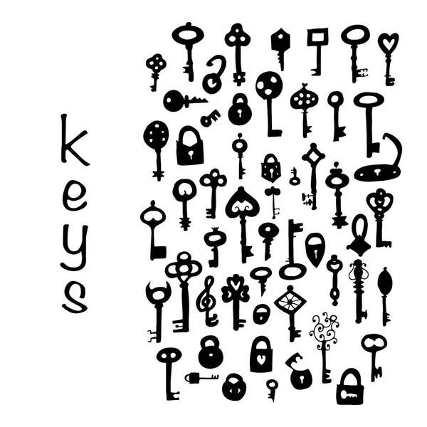 Kolekcja kluczy, szkic do projektowania — Wektor stockowy