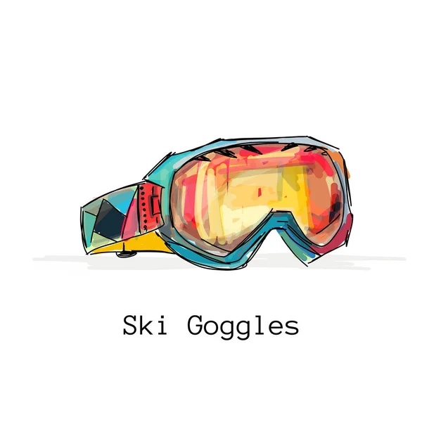 Lunettes de ski, croquis pour votre design — Image vectorielle
