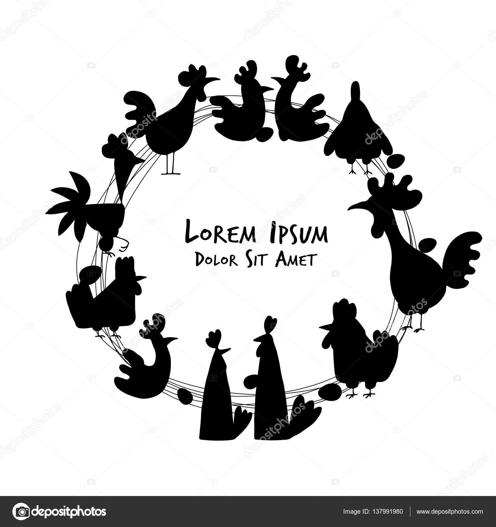 Poules Et Coqs Dans Le Poulailler Croquis Pour Votre Conception