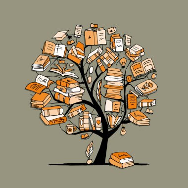 Kitap ağacı, tasarımınız için kroki
