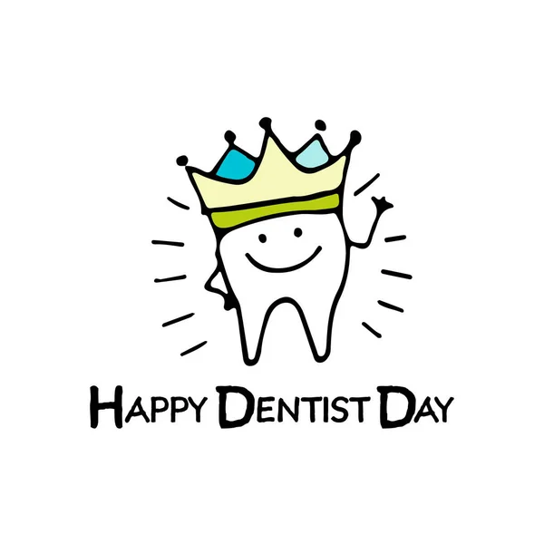 Feliz día del dentista, boceto del personaje del diente para su diseño — Vector de stock