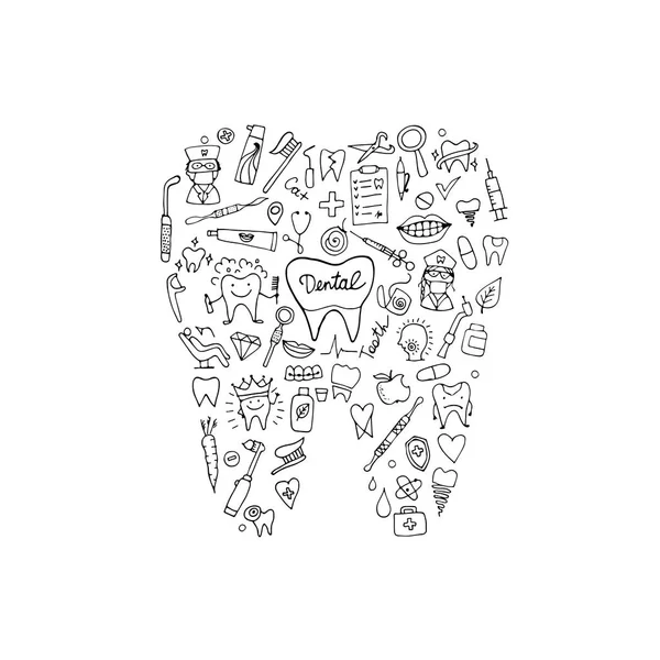 Concetto di clinica dentale, schizzo per il tuo design — Vettoriale Stock