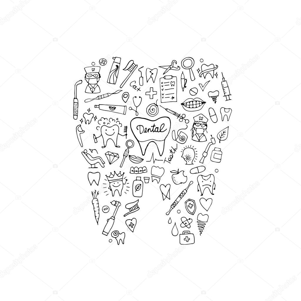 Dental clinic concept, sketch for your design. Vector illustration