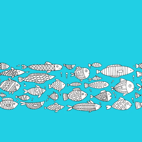 Colección de peces de arte, boceto para su diseño — Vector de stock